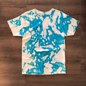 Champion Blue Aqua White Tie Dye Tee Unisex Size Medium Men’s Women’s